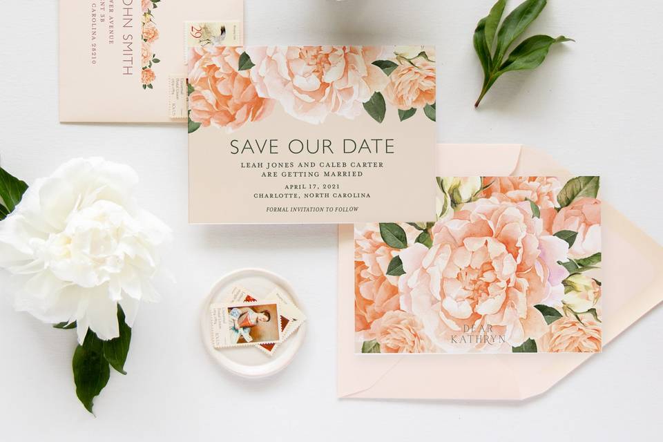 Peonies Save the Date