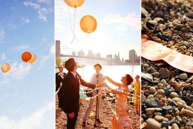 Coney Island Circus theme Wedding - the ceremony in Dumbo, NYC