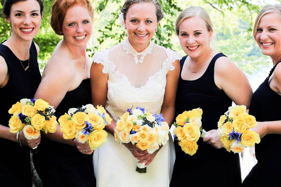 Yellow and Blue bouquets