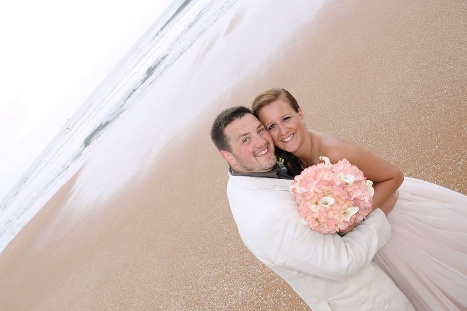 Newlyweds by the shore