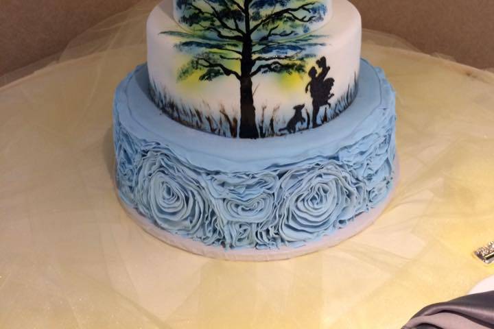 Silhouette wedding cake