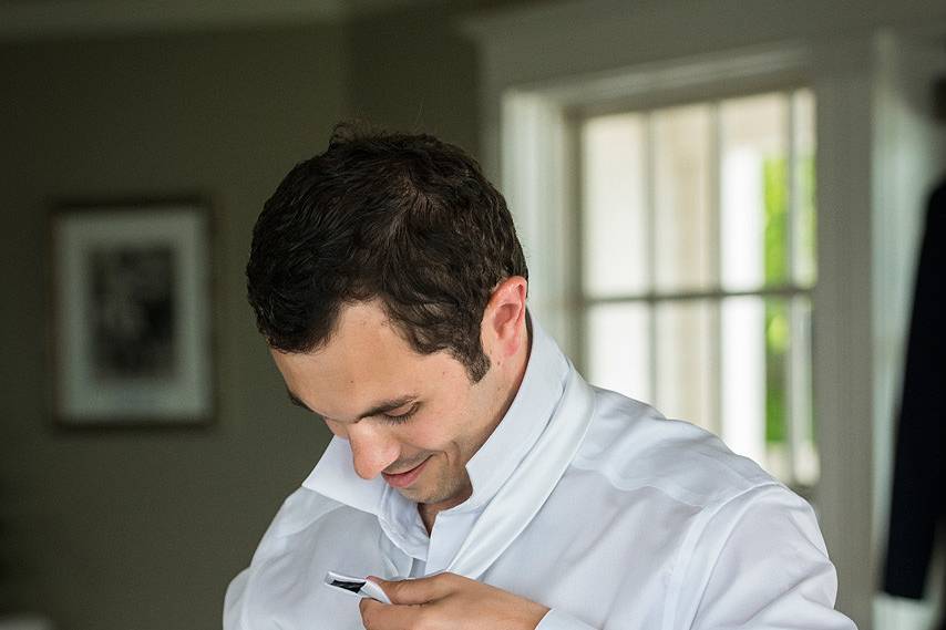 Groom getting ready