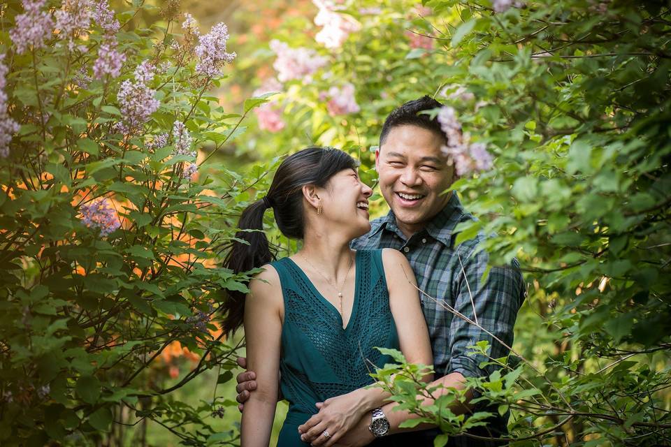 Engagement photo at arboretum