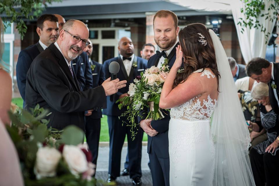 Bride in tears during ceremony