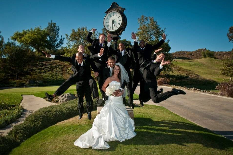 Bride and the groomsmen