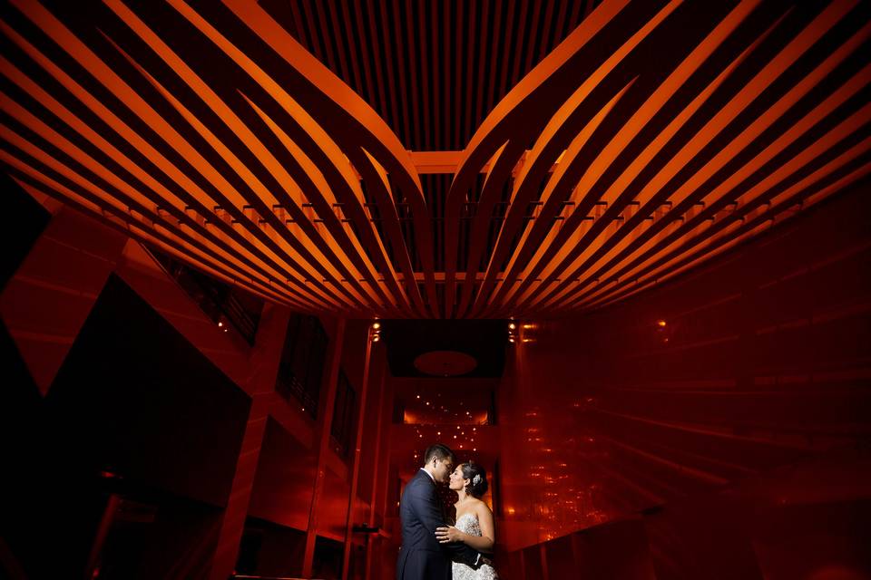 Artistic hotel wedding photo