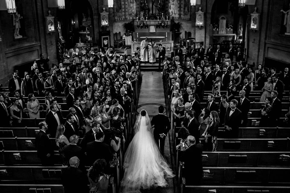 Romantic bride and groom