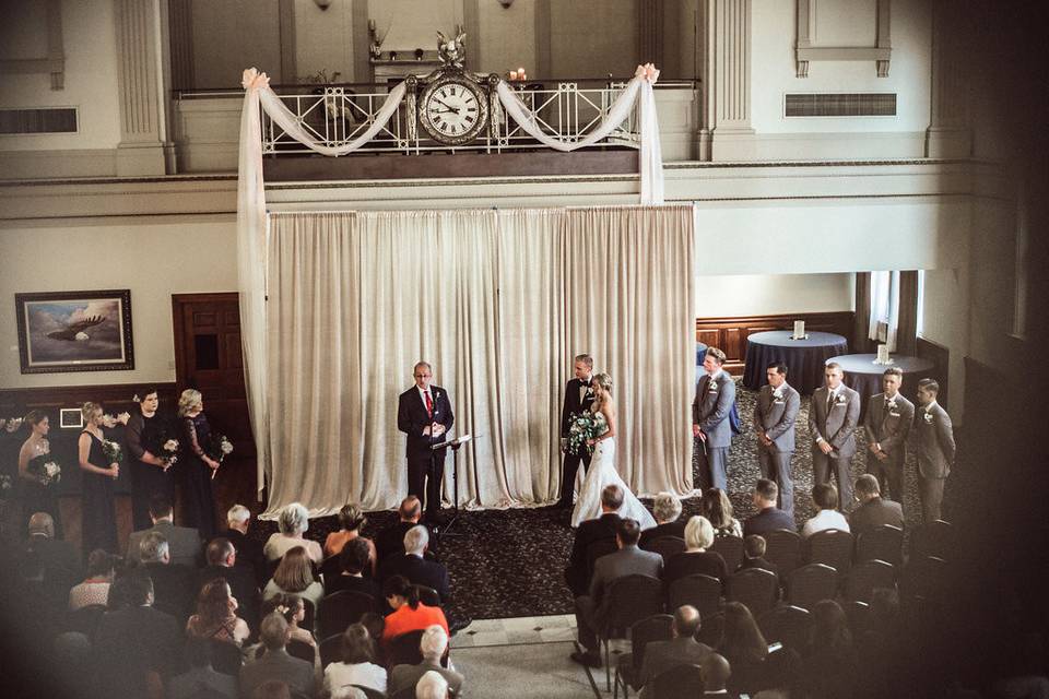 After the ceremony kiss in the VIP balcony