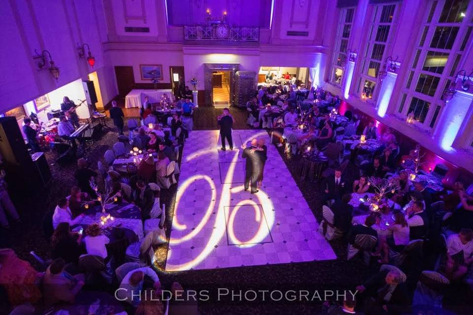 Uplighting and monogram by Party Pleasers