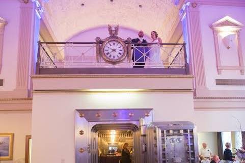 View of the vault/bar and the newlyweds in the VIP balcony