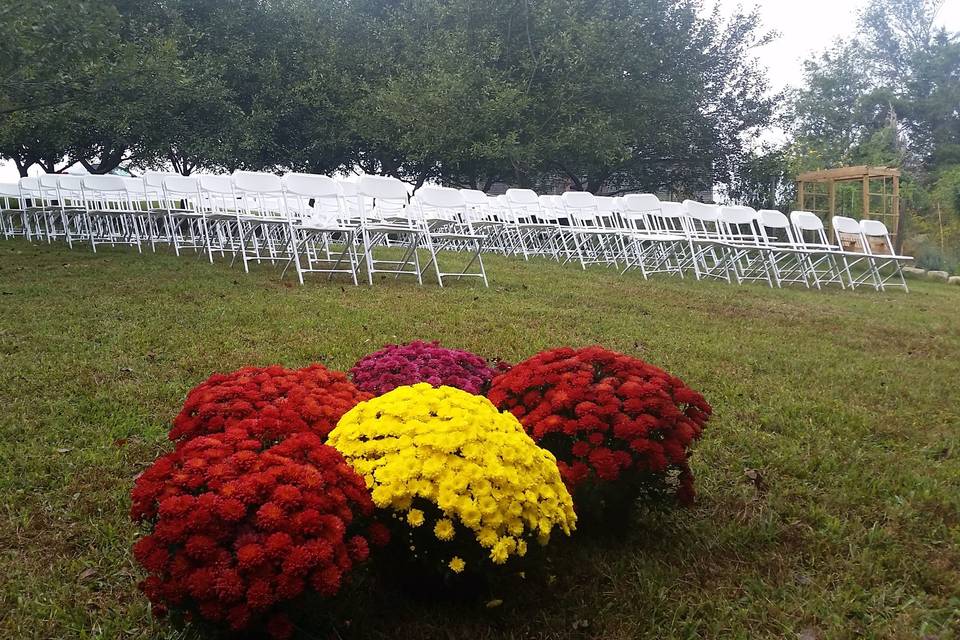 Outdoor wedding setup