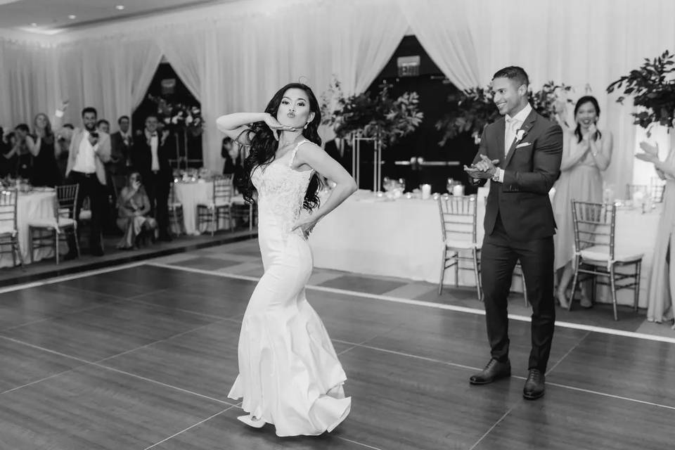 Bride posing during dance