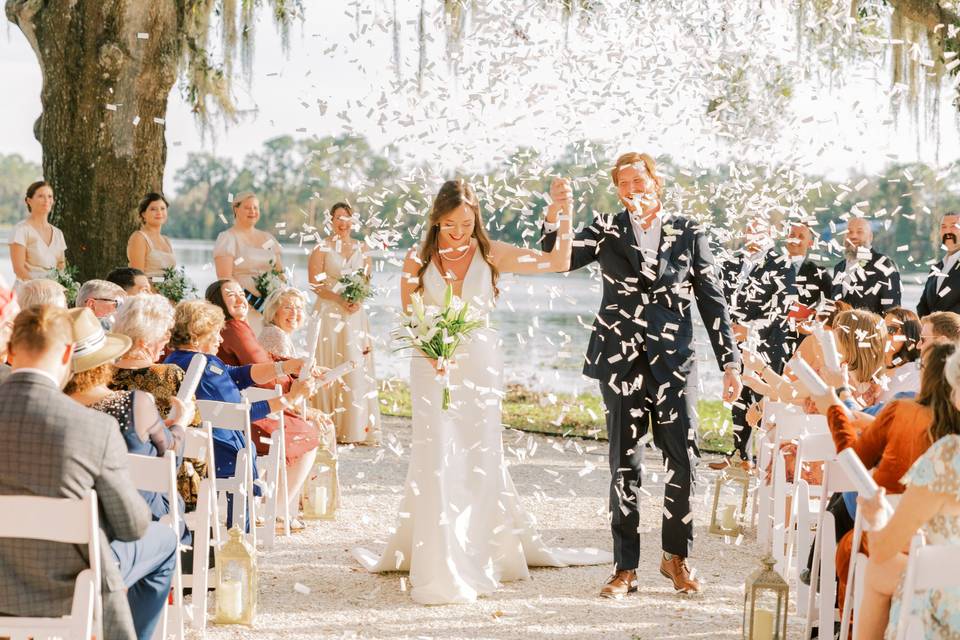 Bride and Groom Celebrating