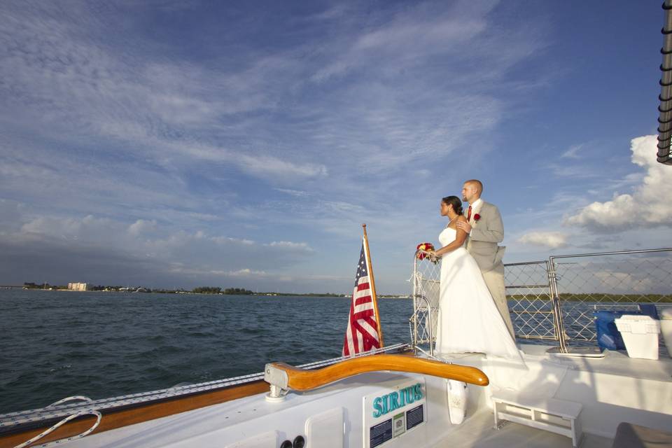 Wedding on a sailboat. Sailing vessel Sirius in Marathon FL Keys