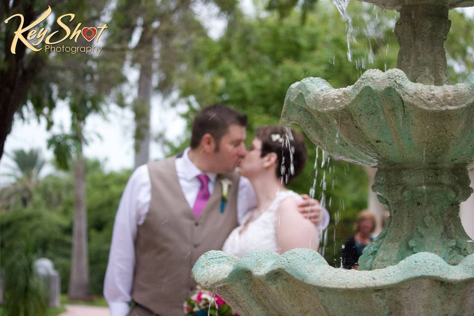 Wedding kiss at Key colony park in Marathon FL Keys