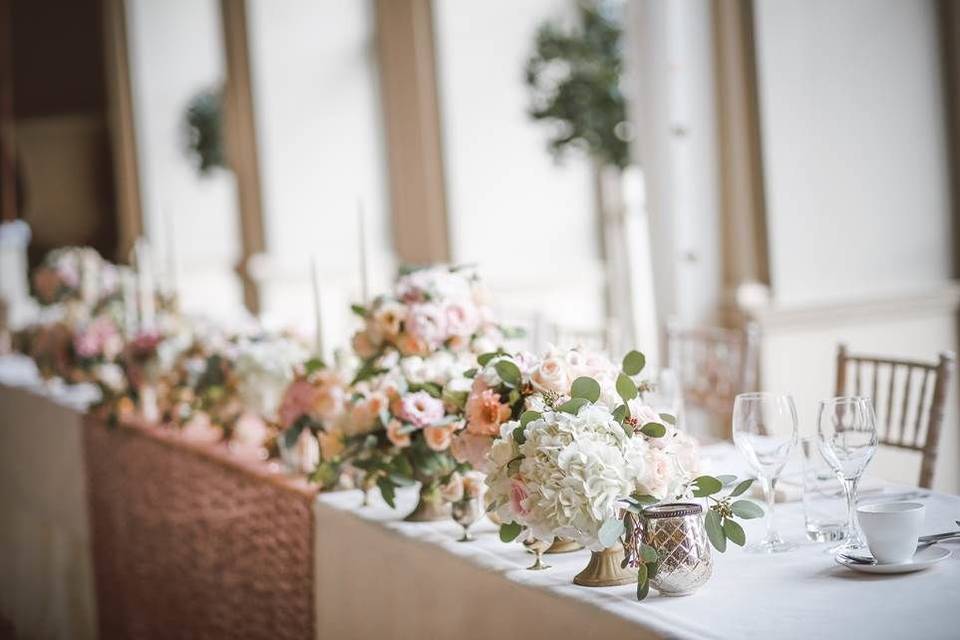Table setup with roses