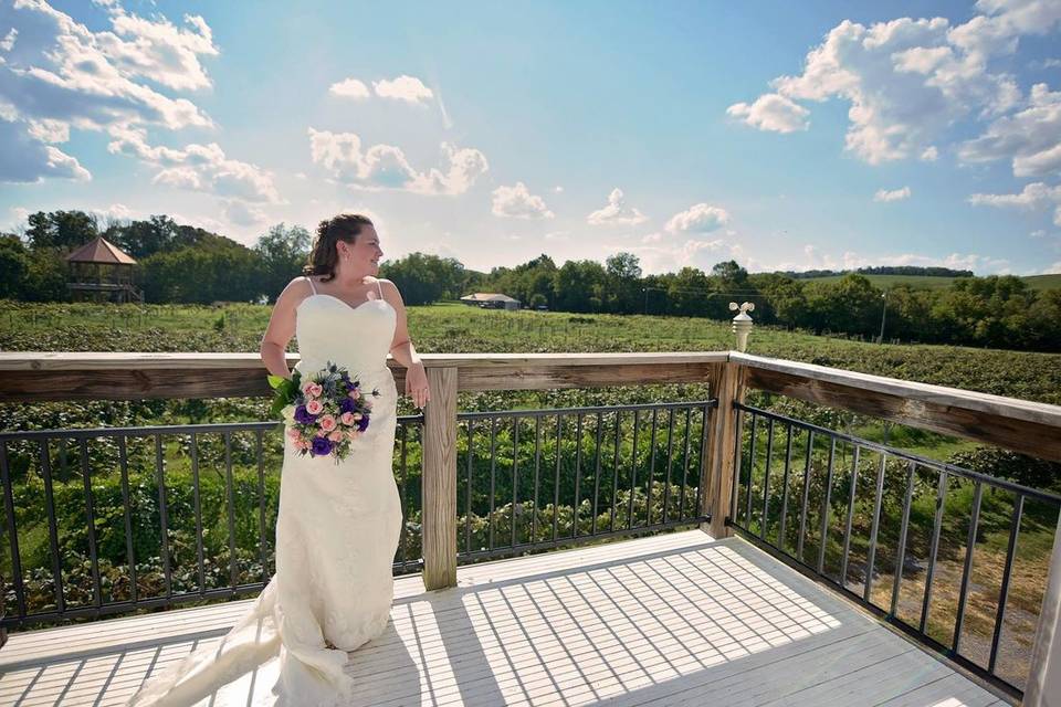 The bride holding her bouquet