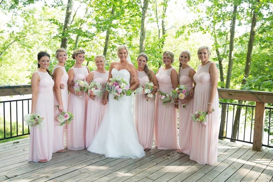 The bride with her bridesmaids