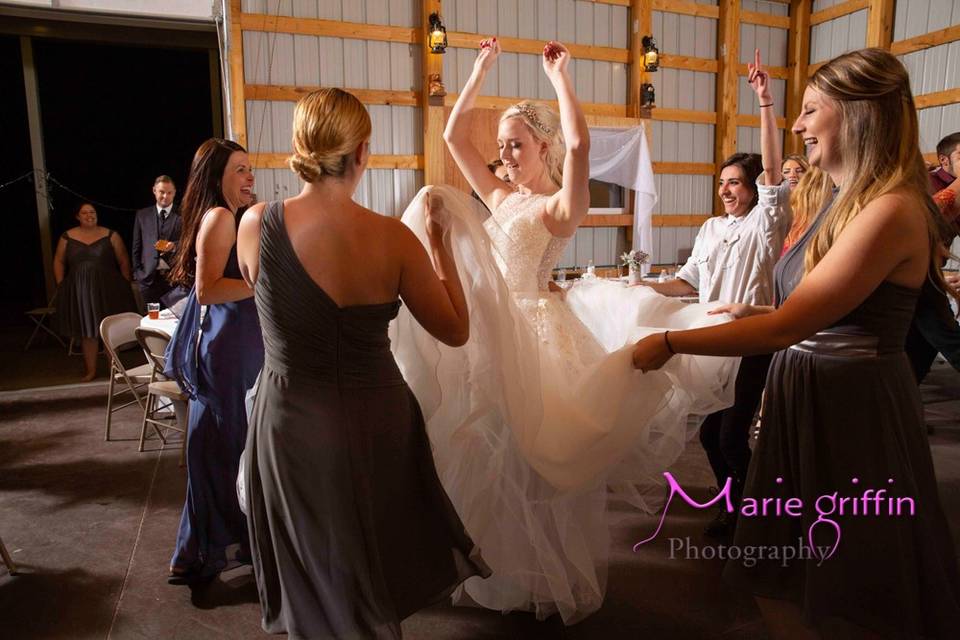 Bride & Bridesmaids dancing