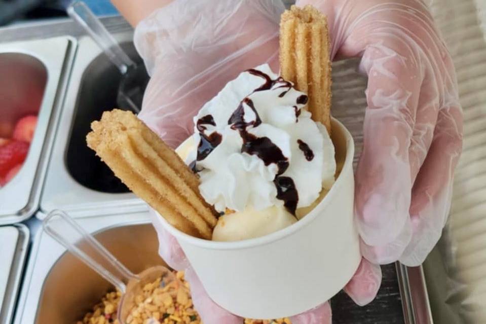 Ice cream & churro sundaes