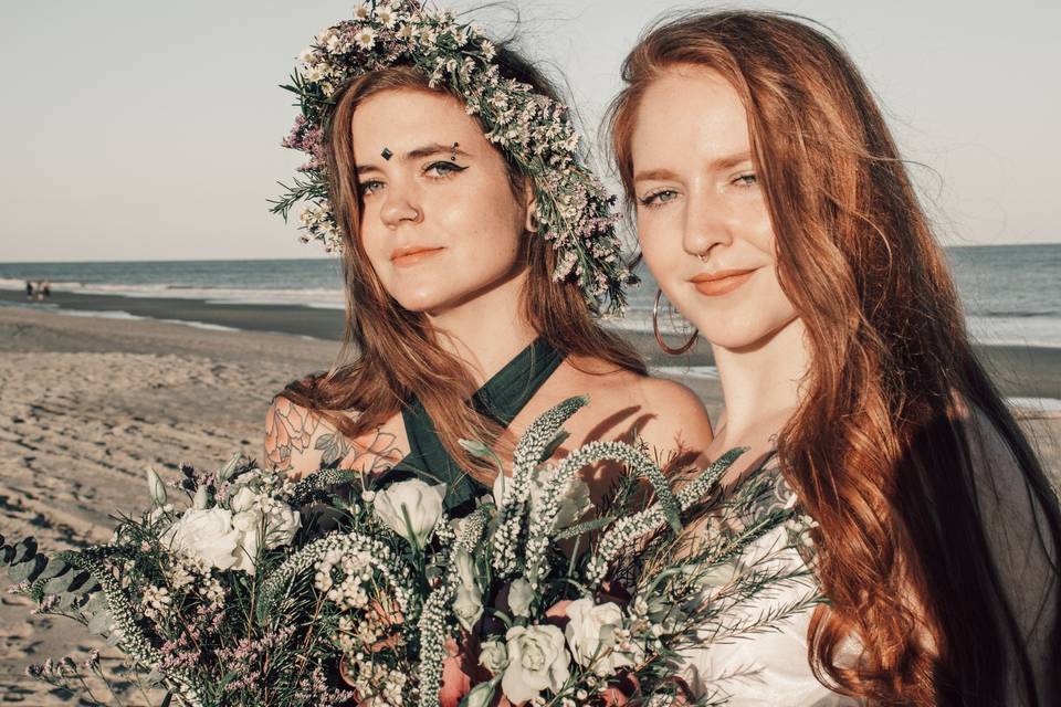 Wedding party on the beach