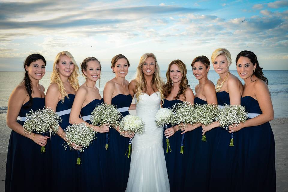 Bride with bridesmaids