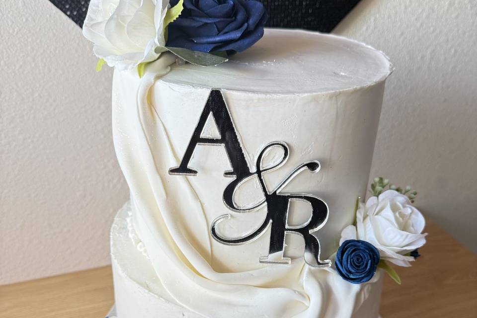 2 Tier with fondant drape