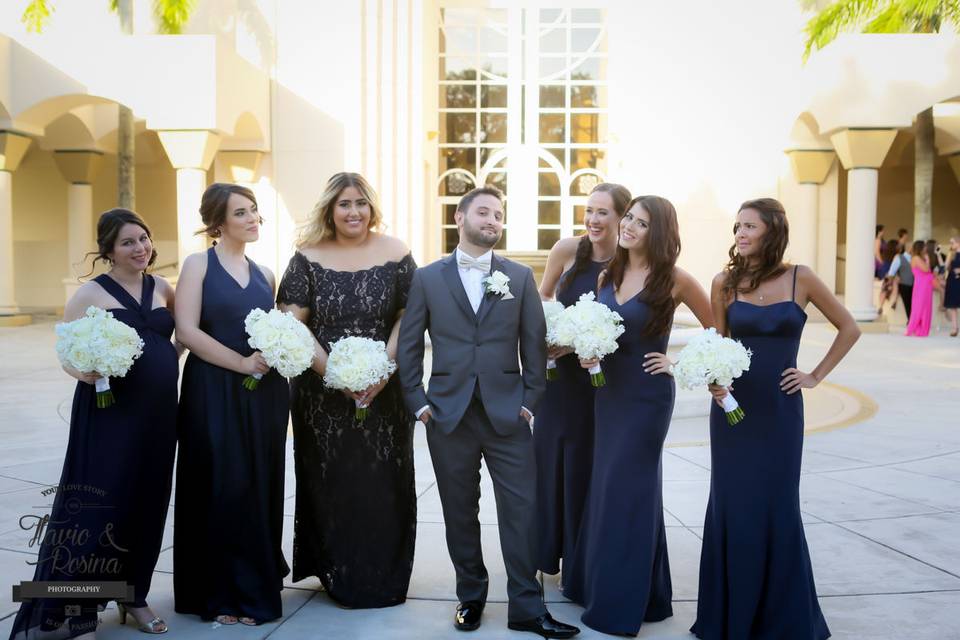 The Groom with Bridesmaids
