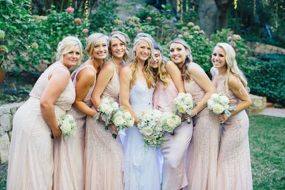 The bride with her bridesmaids