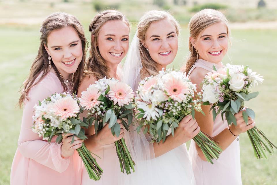 Bridesmaids with Flowers