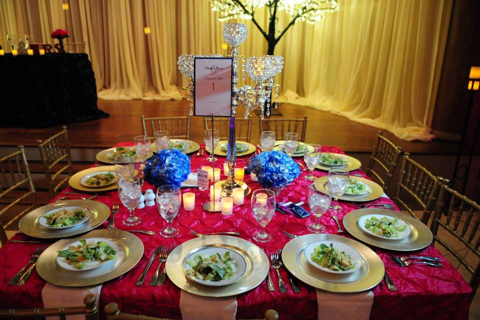 Table setup with centerpiece