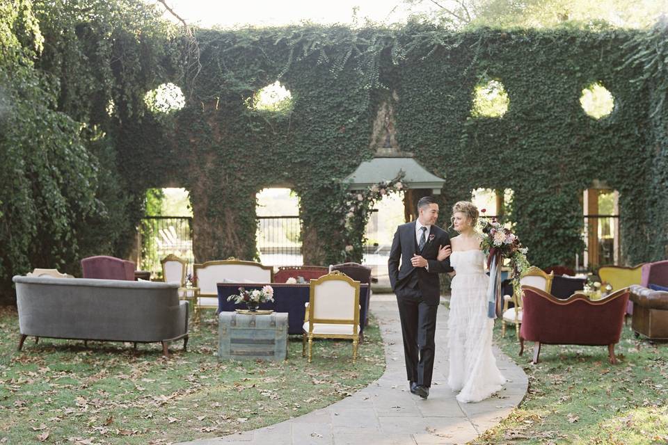 Newlyweds on the pathway