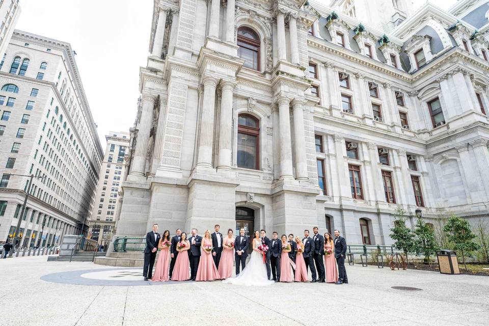 Wedding party city hall Philly