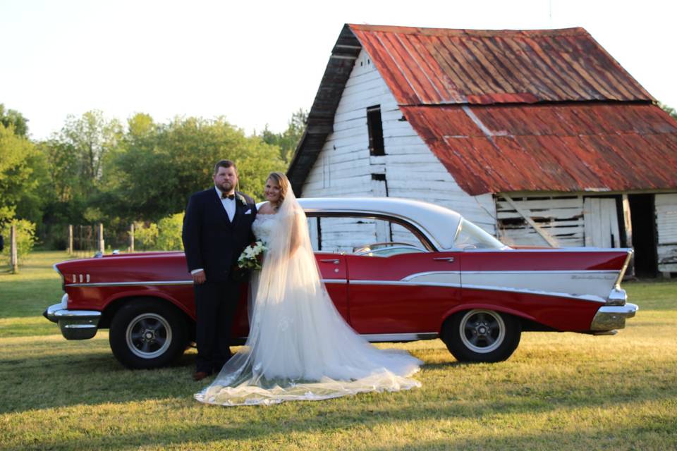 In front of the Kissing Barn