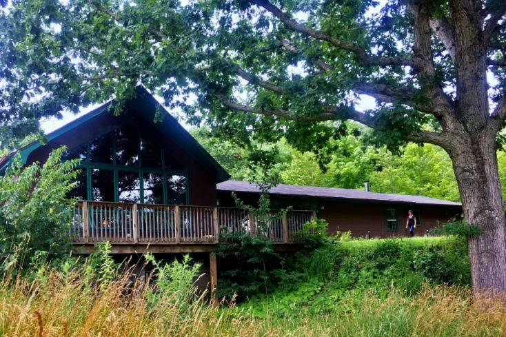 Our lodge has a large deck, a covered porch, and large lawns for outdoor events—all with stunning views.