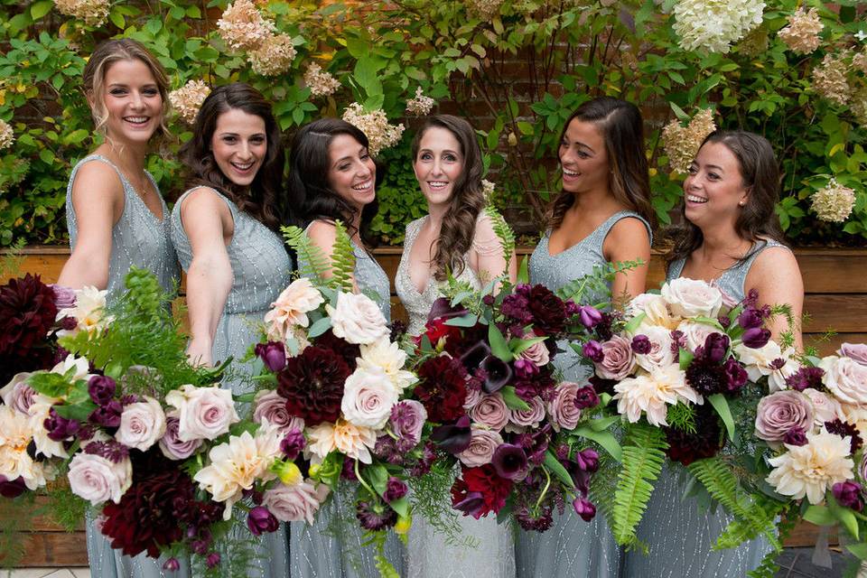 The bride with her bridesmaids