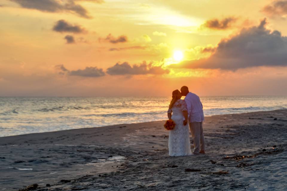 Sunset beach wedding