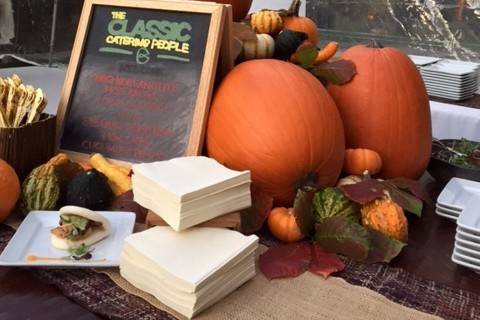 Rustic makeshift table using barrels