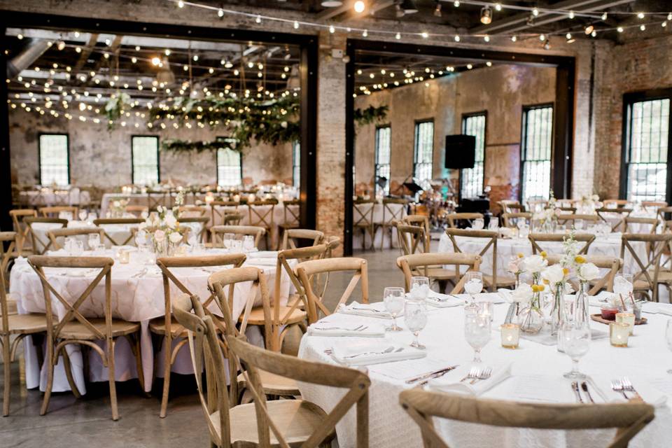 Rustic reception setup