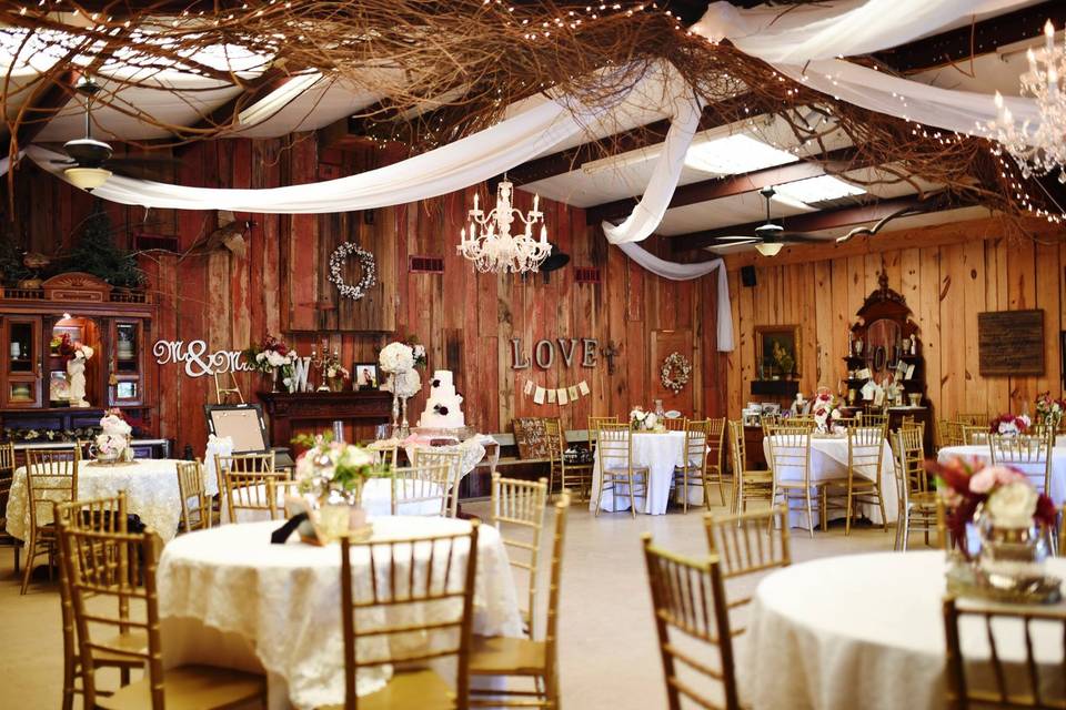 Rustic setting for the banquet hall