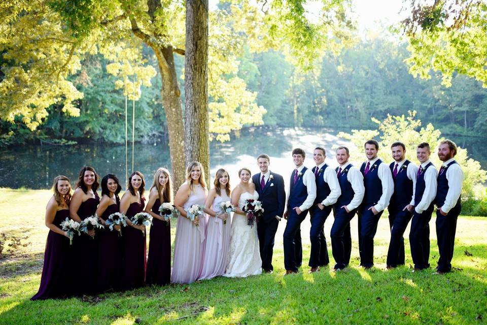 The newlyweds and their friends