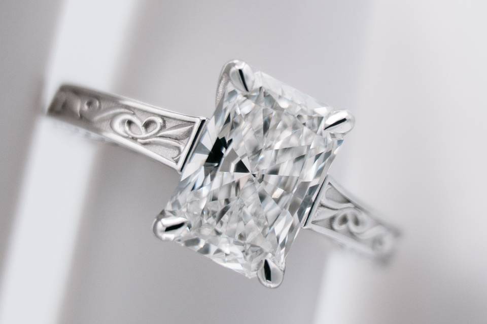 Custom Radiant Engagement Ring