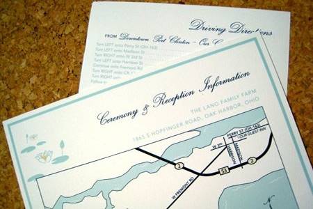 Map and directions to the wedding site.