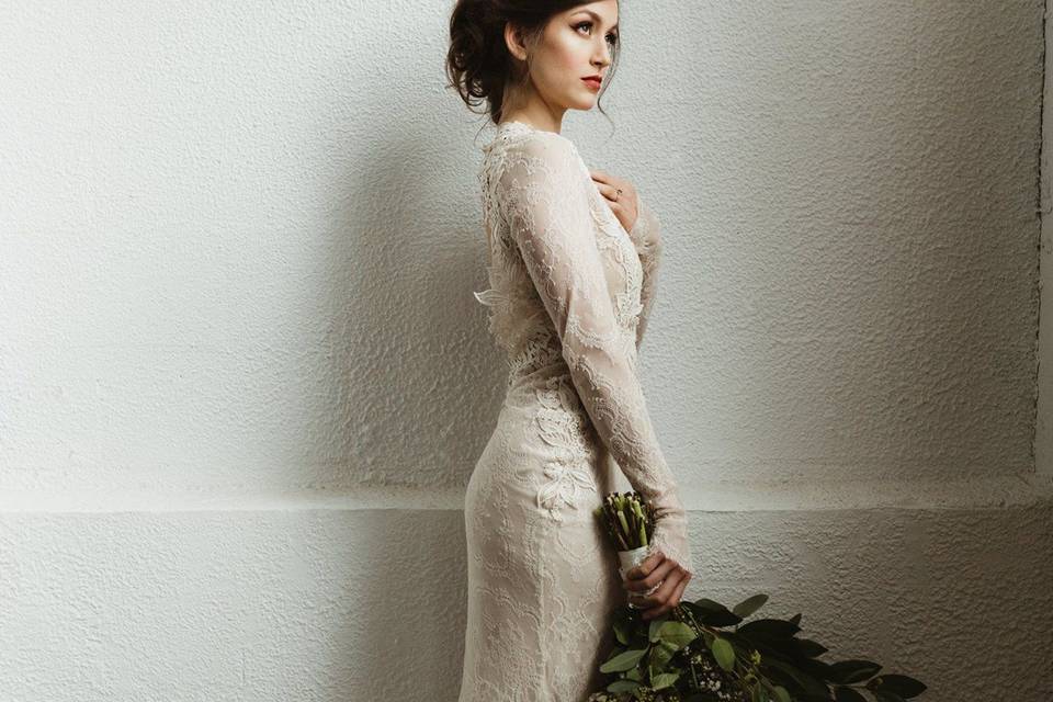 Holding a bouquet