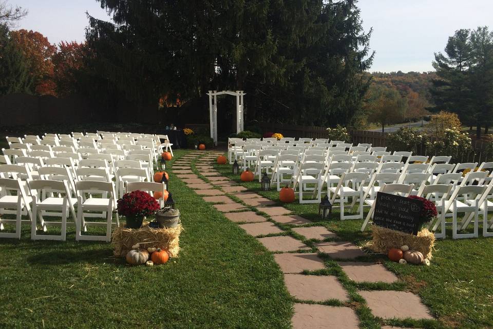 Outdoor wedding ceremony setup