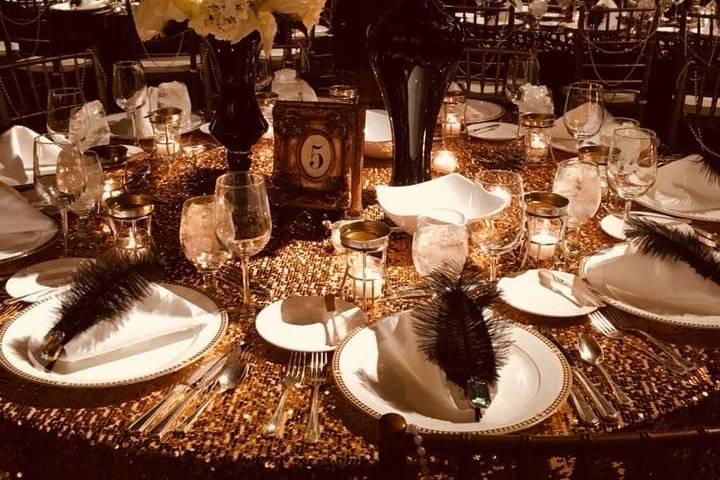 Table set-up with centerpiece