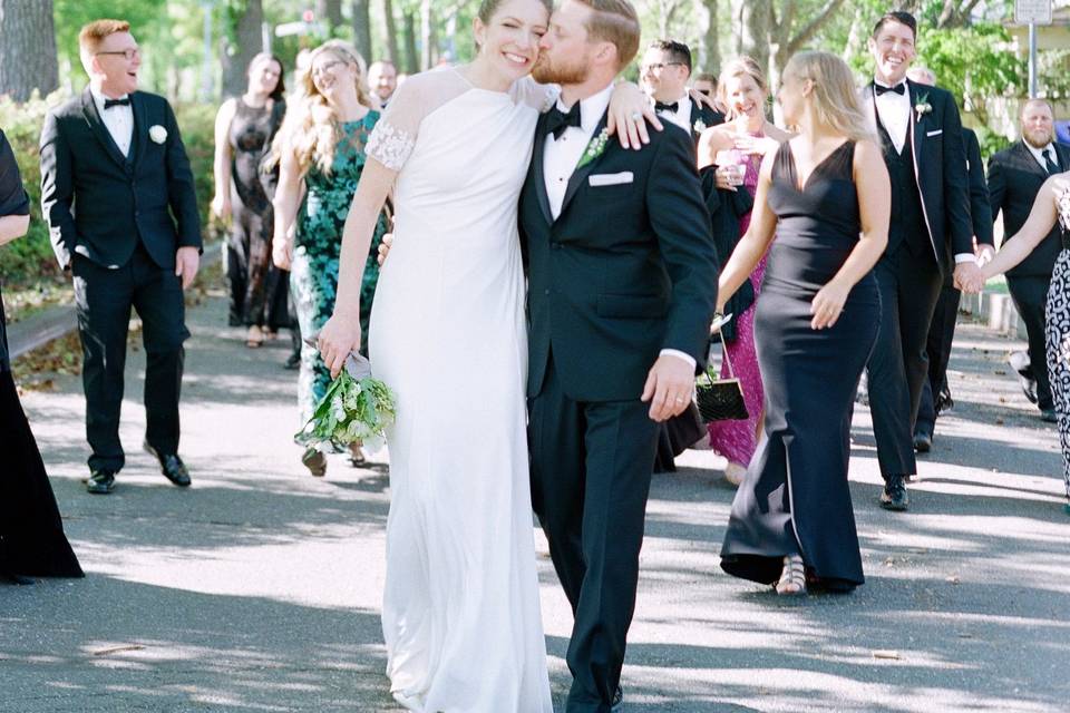 Couple kiss on the cheek