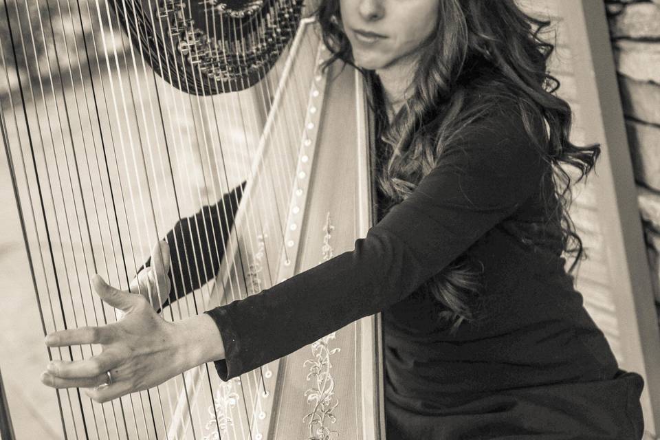 Harpist Emily Montoya Barnes