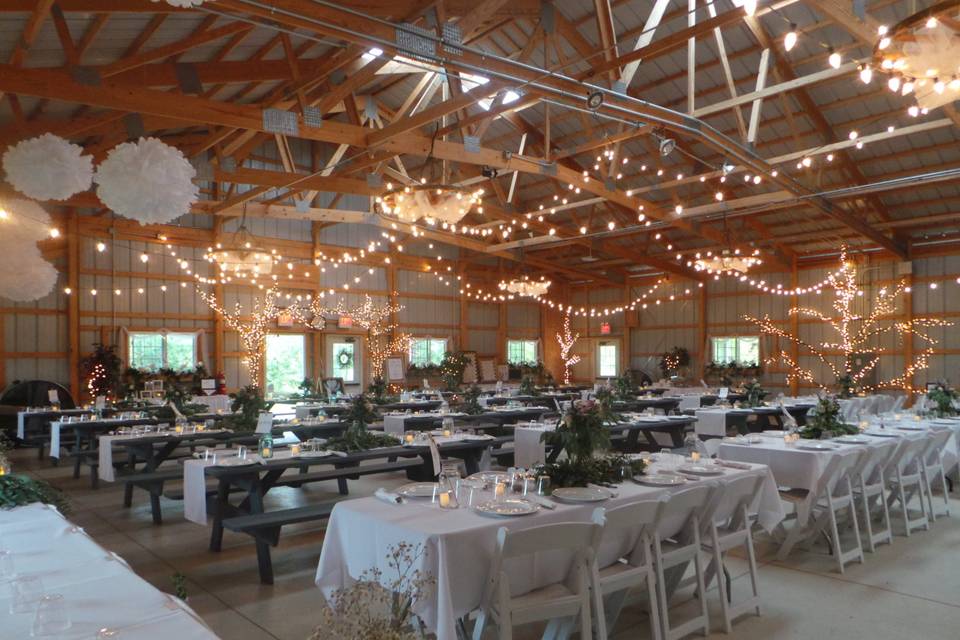 Inside the wedding barn