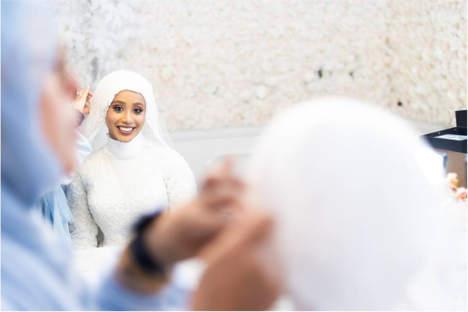 Bride smiling